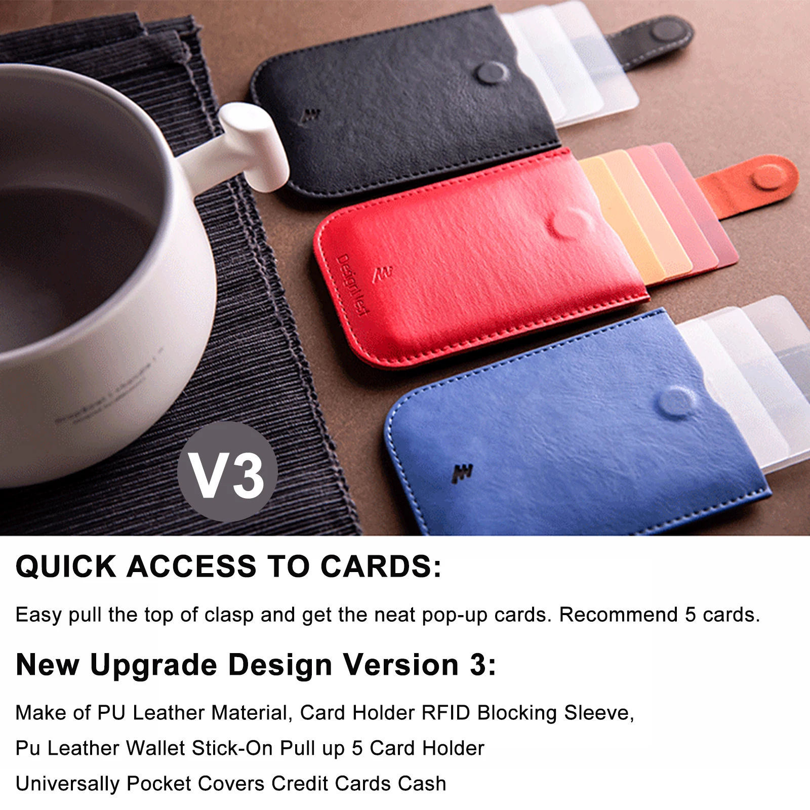 DAX V1 V2 V3 Leather Card Holder Mini Slim Portable Pulled Men Credit Card Wallet 5Card Money Purse Women Handbag card holder