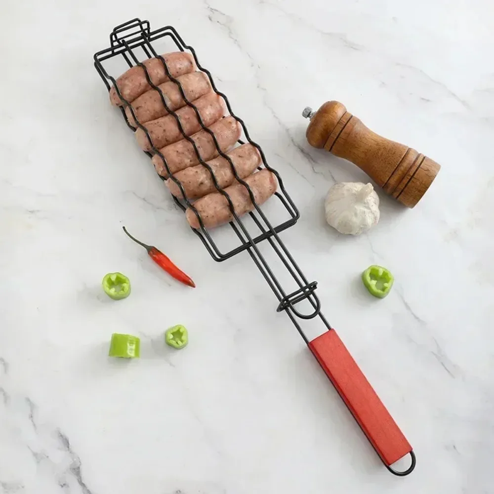 1PC Stainless Steel Grill Basket for Hot Dog Vegetable Kabob 4