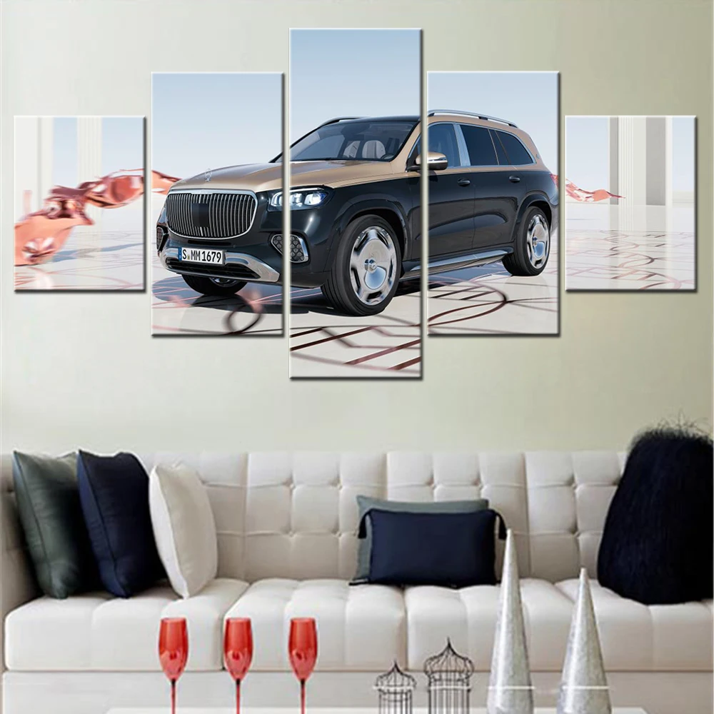 

5 Pieces Canvas Wall Arts Poster Painting Cars Maybach GLS 600 4MATIC Wallpaper Home Decor Picture Print Living Room Mural