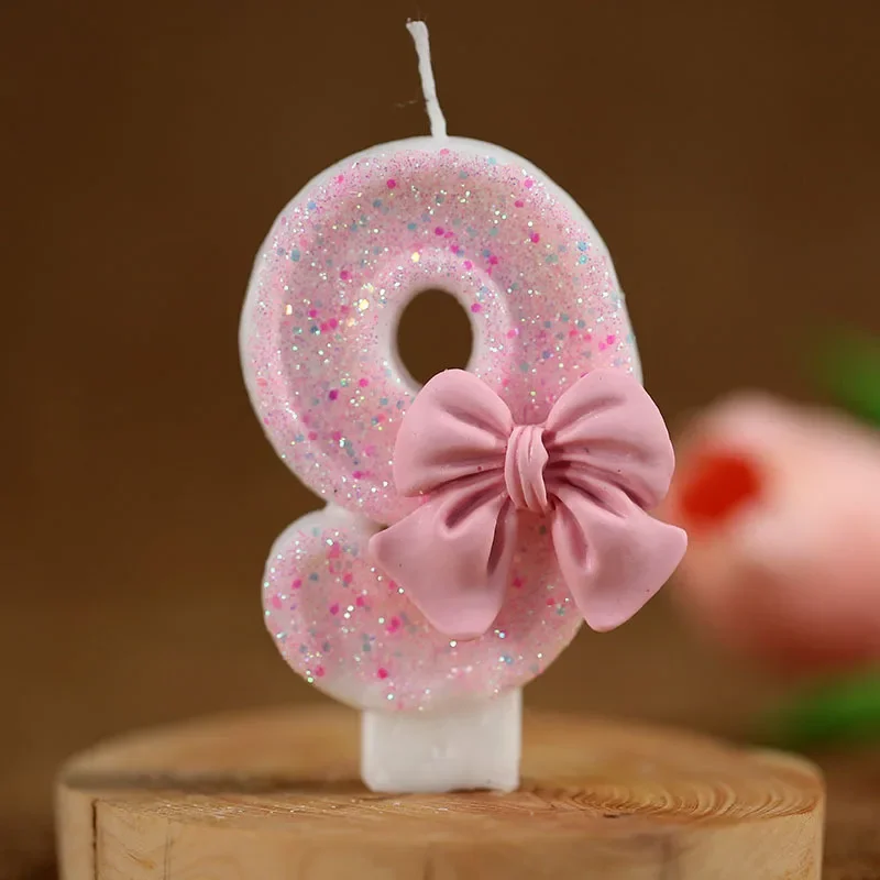 Adorable Pink Bow 3D Cake Candles for Birthday Celebrations