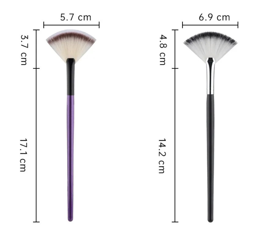 3Pcs Wooden Handle Fan Brushes Soft Facial Brushes Makeup Brush Cosmetic Applicator Tools Soft Fiber for Glycolic Peel Mask