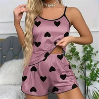 Ice Silk Pajamas for Women, Cute Heart Print Short Sleeve Sleepwear Set, Cool & Breathable for Hot Summer Nights pijama - Image 6