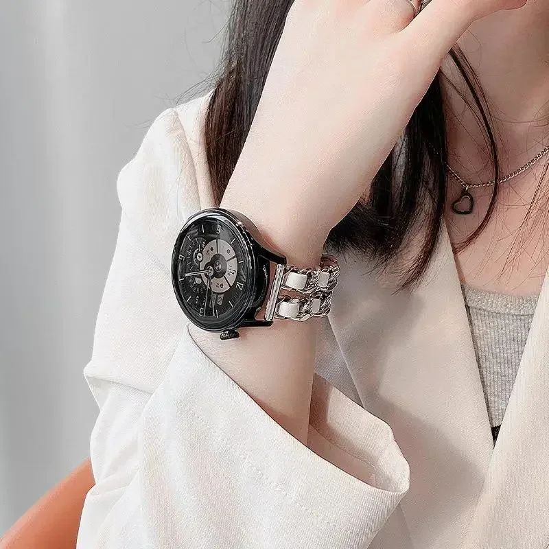Luxury Leather and Metal Bracelet for Smartwatches - 20mm/22mm Bands