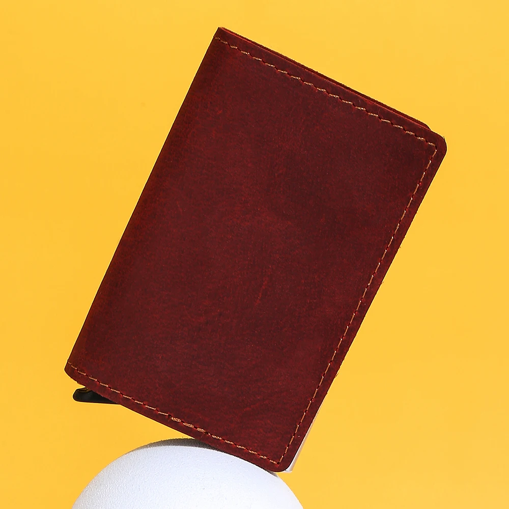 ID holders men women  retro Rfid anti-magnetic aluminum box  High capacity leather wallet multi-card bank card holder