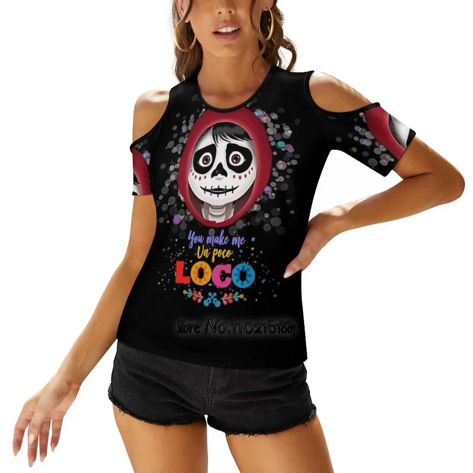 You Make Me Un Poco Loco Loco T-Shirt Donna Stampa T-Shirt Estate Sexy Top Streetwear T Shirt Coreano Top Coco Cartoni Animati Dante Day