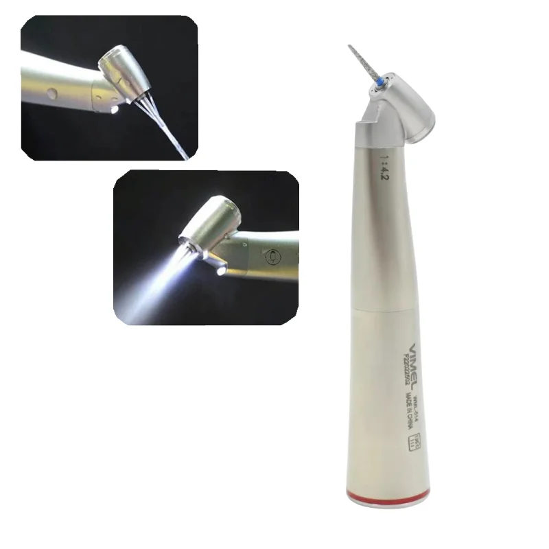 

1:4.2 increasing Red den tal low speed contra angle Z45L for electric micromotor handpiece 45 degree with led fiber optic