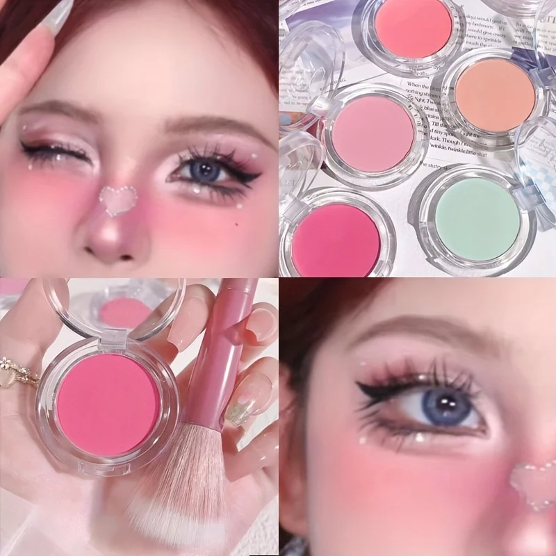 Brighten Face Blush Palette Face Contouring Face Blusher Cheek Tint Cheek Rouge Waterproof Monochrome Matte Female Makeup 1pc 6