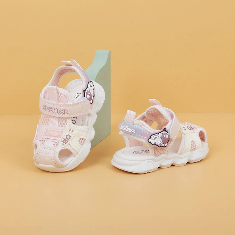 Summer Baby Sandals Cartoon Astronaut Walking Shoes Boy Girls 1-3years Outdoor Soft Soled Anti Slip Children Mesh Beach Sandals