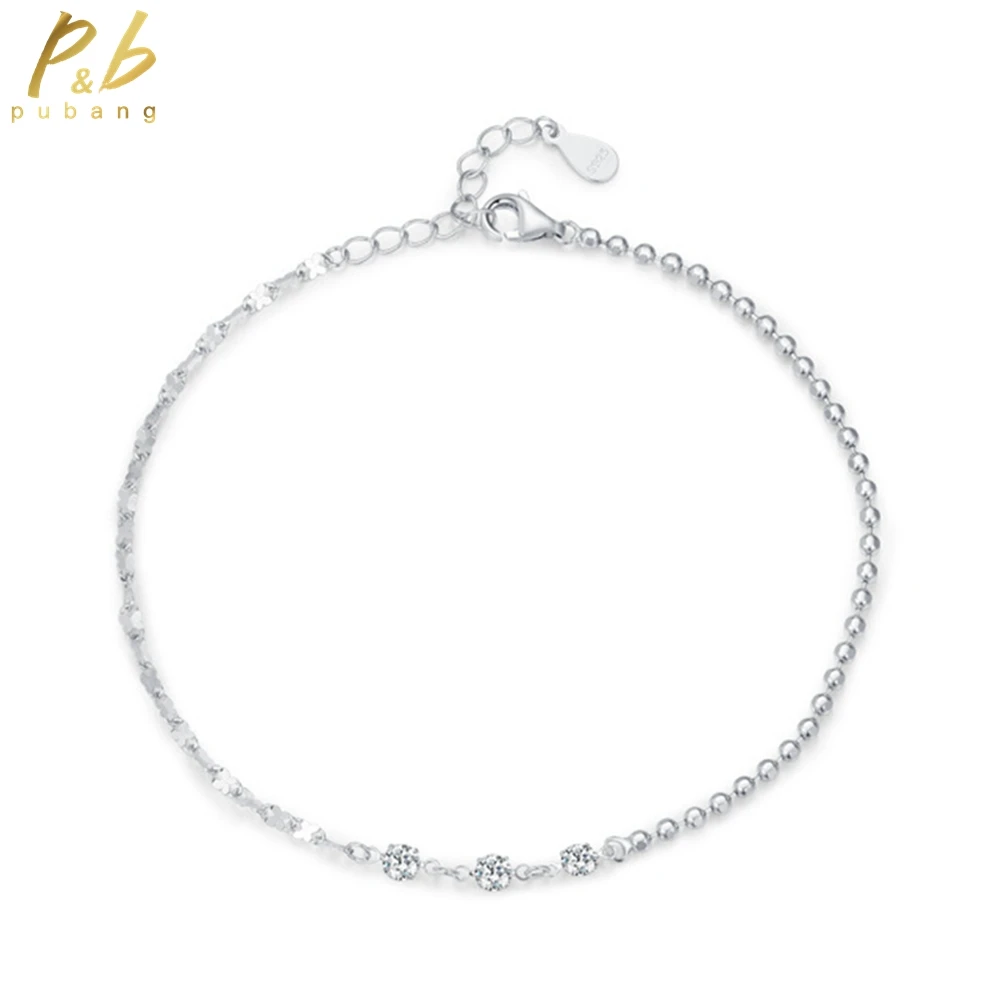 

PuBang Fine Jewelry 925 Sterling Silver High Carbon Diamond Simple Bracelet for Women Anniversary Engagement Gifts Free Shipping