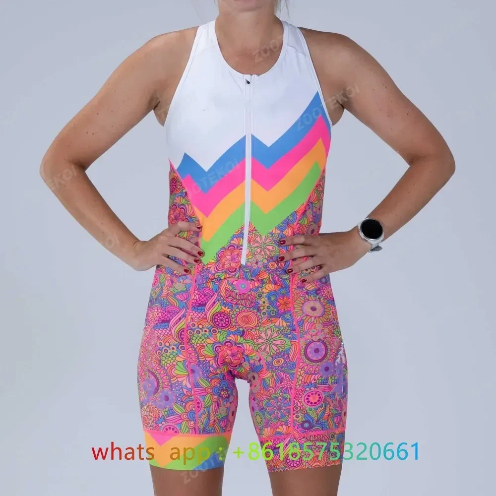 

2023 New Zootekoi Women Cycling Jumpsuit Triathlon Sleeveless Swimming And Running Skinsuit Mtb Bicycle Clothing Roupa Ciclismo