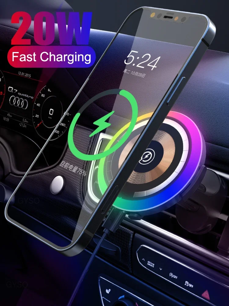 

20W Magnetic Wireless Chargers Car Air Vent Stand Phone Holder Fast Charging Station For iPhone 12 13 14 Pro Max Mini Charger