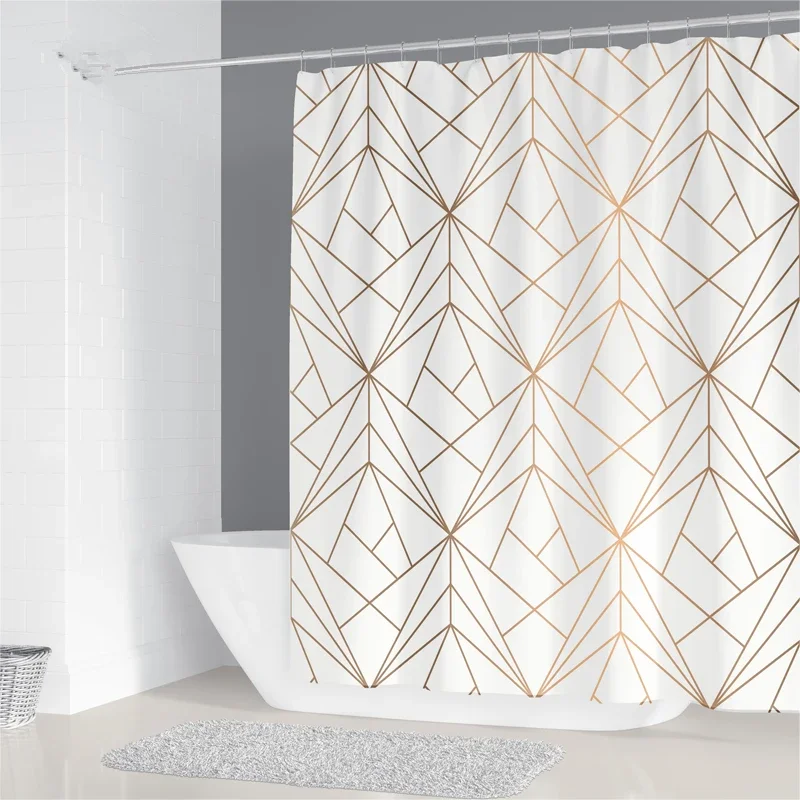 Bathroom Waterproof Shower Curtain Simple Geometric Pattern Printing Polyester Home Decoration Curtain With 12 Hooks 200x180cm shower curtains