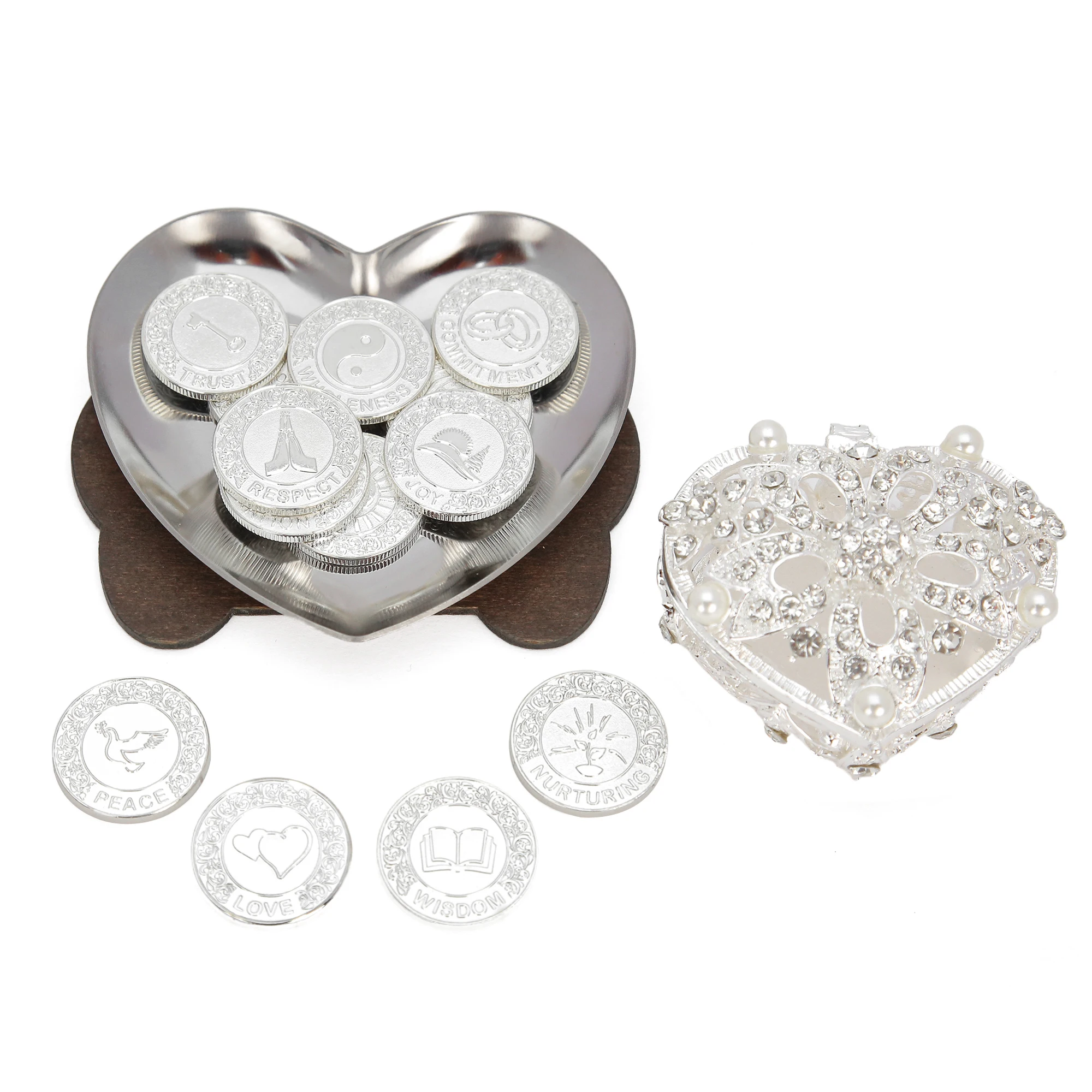 Juego de 13 Uds de monedas de unidad de boda con palabras en inglés con  caja de corazón, Arras para Boda Catolica, decoración de Boda para  ceremonia de boda - AliExpress, image size:2000x2000