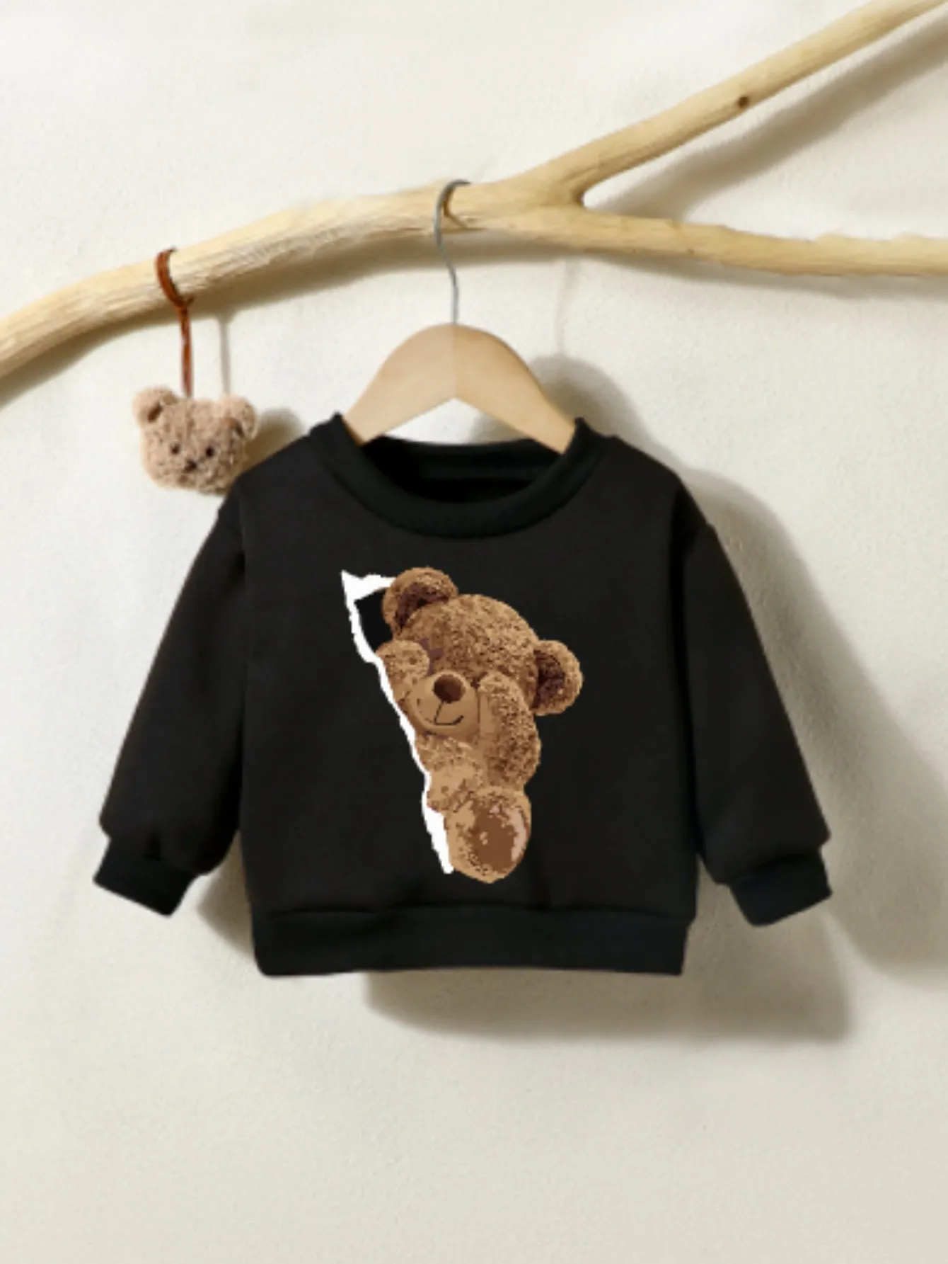 Spring Autumn Boys Girls Sweater Round Neck Long Sleeved Cartoon Bear Eyecover Top baby girls sweater cashmere sweater
