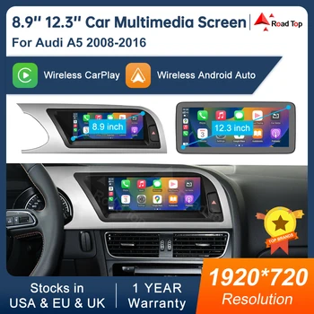 Pantalla táctil Multimedia de 8,9 pulgadas y 12,3 pulgadas para Audi A5 S5 2008-2016 Airplay Miracast función inalámbrica Carplay Android Auto 1