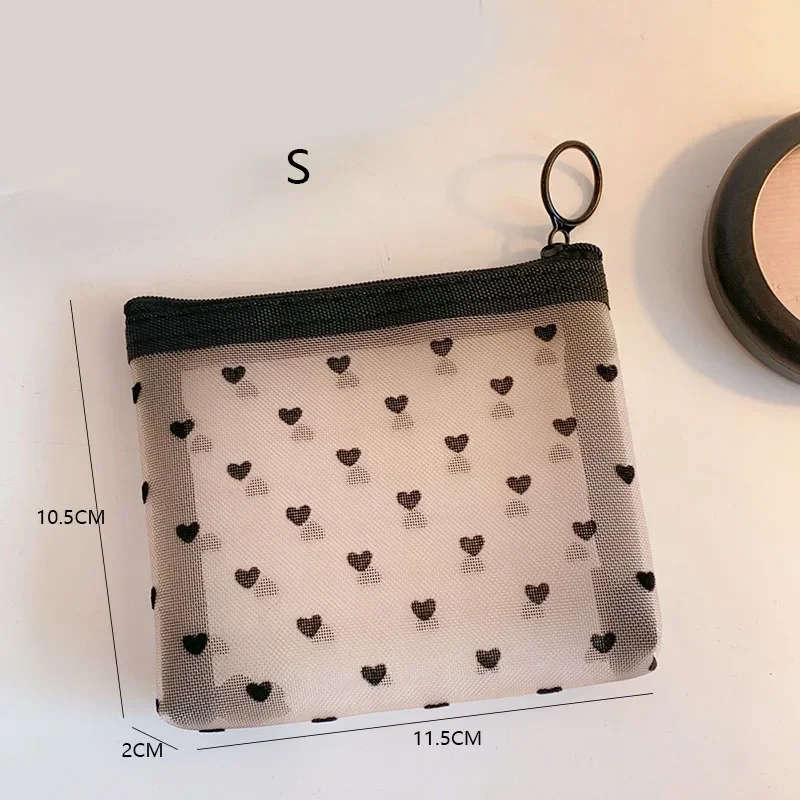 Black Transparent Mesh Toiletry and Makeup Organizer Bag