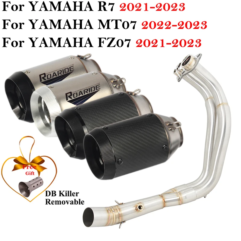 

Full System For YAMAHA R7 MT07 FZ07 MT FZ 07 2021 2022 2023 Motorcycle Exhaust Escape Moto Modified Muffler With Front Link Pipe