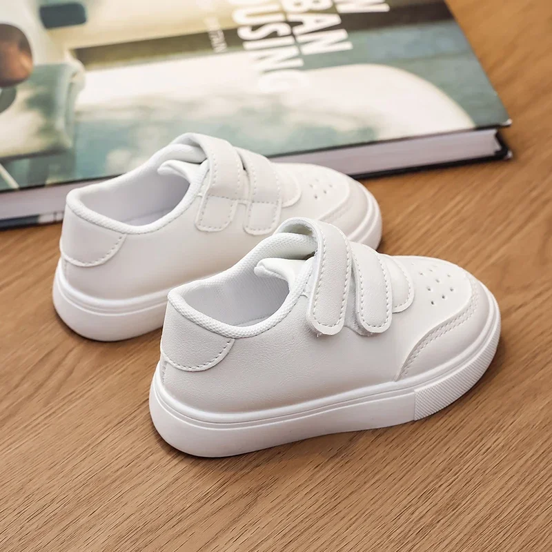 White Kids Classic Sneakers for School Uniform and Sports
