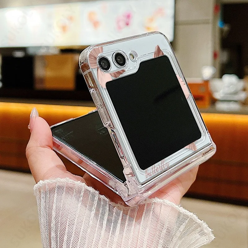 Butterfly Pattern Transparent Hard PC Folding Cover
