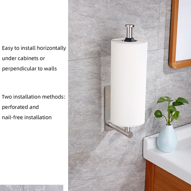 Porte-rouleau de papier mural en acier inoxydable, outil d'installation inclus, outil de cuisine 2
