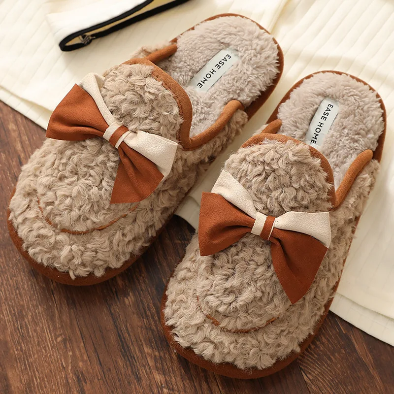 

2024 New Cotton Slippers Women In Winter Indoor Warm Thick Soled, Anti-skid Cute Plush Slippers Man