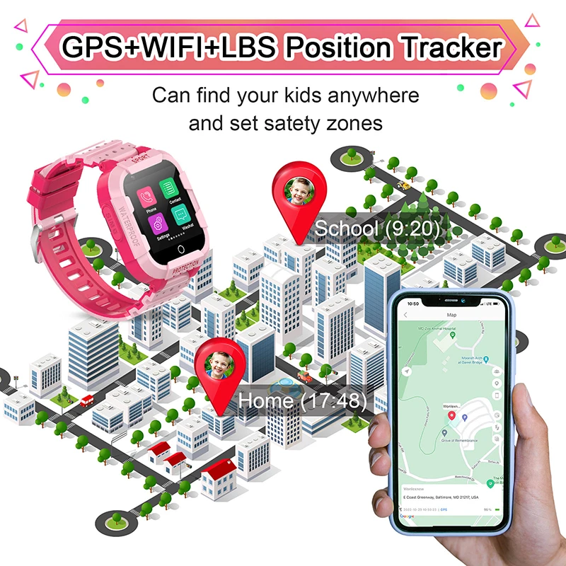 Wonlex KT12 어린이 스마트 워치 분실 방지 트래커, 4G 영상 통화, SOS GEO 펜스 로케이터, 카메라 폰 워치