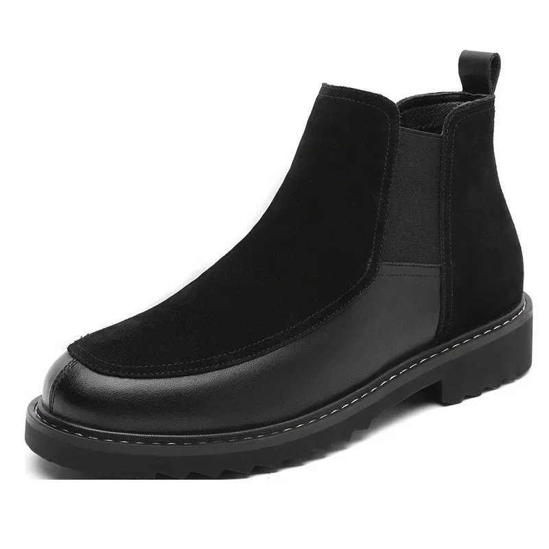 

Genuine Leather Chelsea Men's Boots with Plush High Top Leather Versatile Boots for Men Platform Boots Men Shoes Tenis Masculine