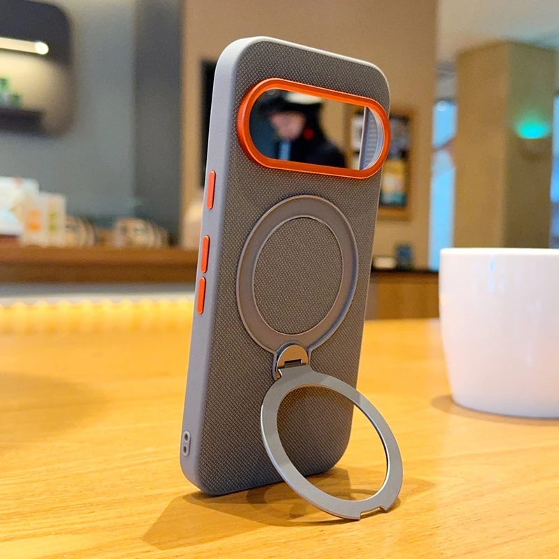 Rotating Kickstand Textured Magnetic Phone Case with Camera Protection and Comfortable Grip