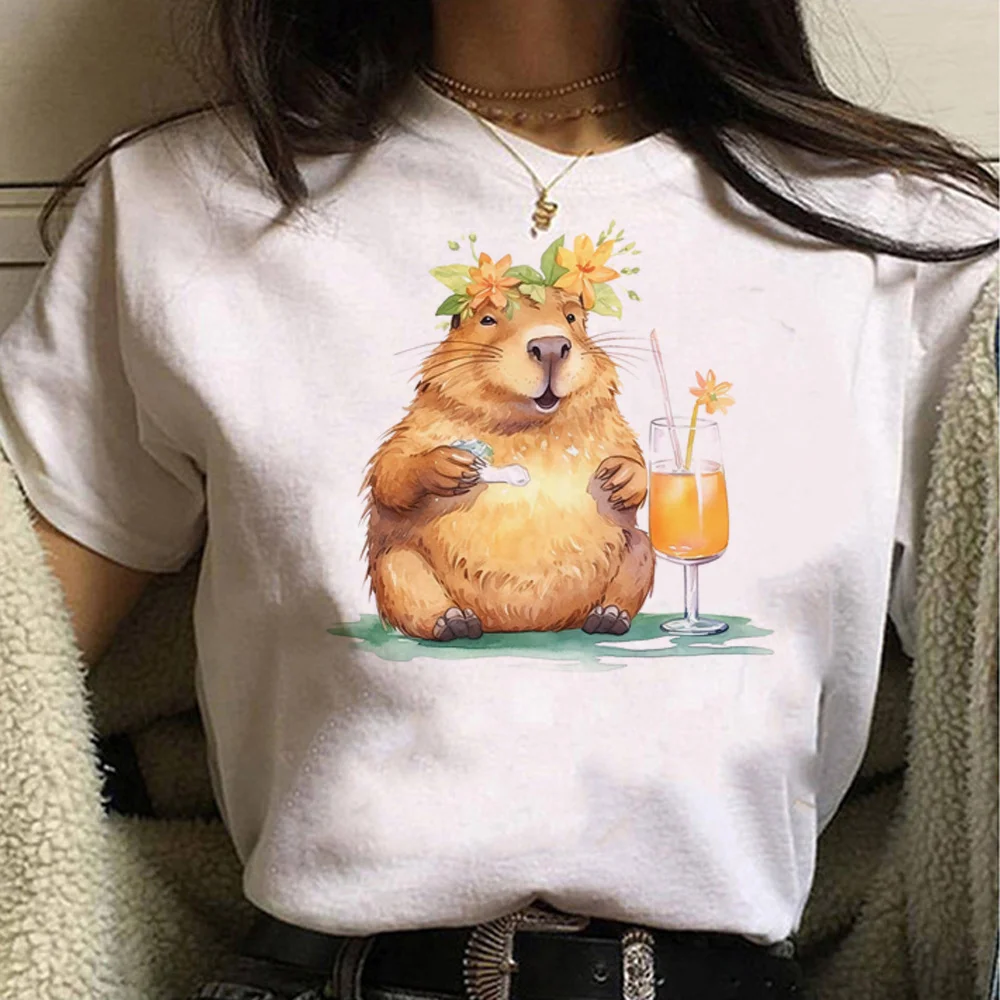 

Capybara t shirt women graphic top female 2000s manga clothes