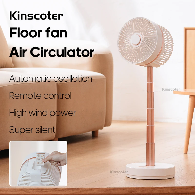 

Home Floor Fan Auto Oscillation Electric Wireless Circulator Portable Cordless 10000mah Foldable Ventilator With Remote Control