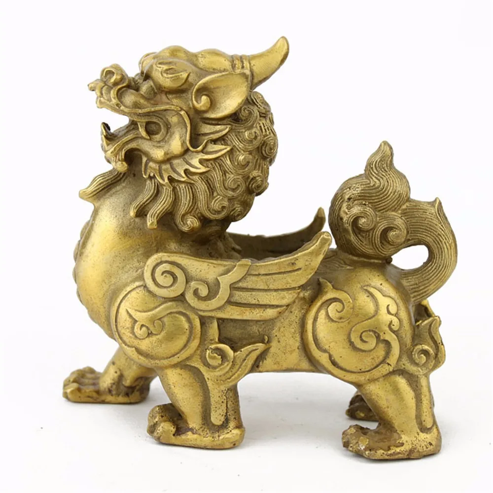 BRASS FENGSHUI PAIR  PI YAO STATUES / FENGSHUI PI XIE STATUES M1207 2