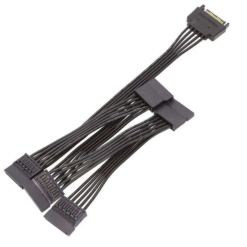 4 pin molex ide to 2 serial ata hard driver power cable sata y splitter dual hard drive disk extension cord adapter connector 15 Pin SATA Power Extension Hard Drive Cable 1 Male To 5 Female Splitter Adapter Hard Disk Expansion Cable (60CM)