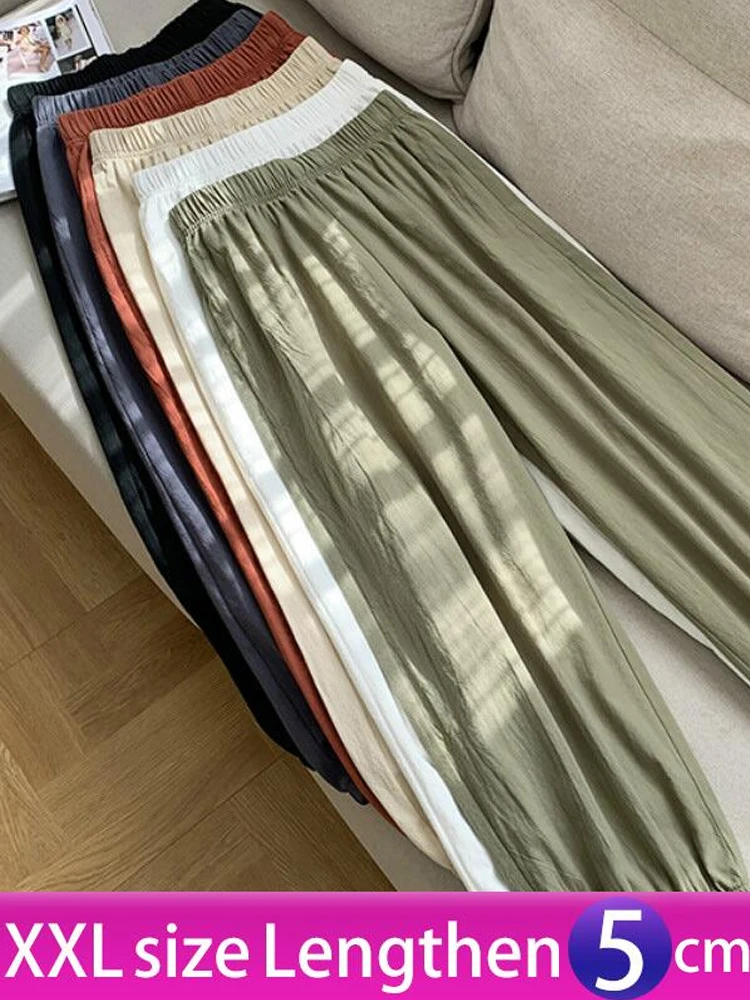 Casual Style Cotton Linen Pants Women 2022 Spring Summer New Elastic
