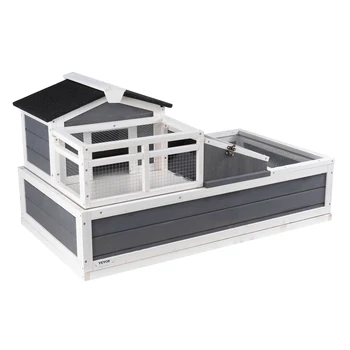 SucceBuy Tortoise Habitat Wooden Tortoise House with Adjustable Lamp Holder Reptile Enclosure Small Animal Cage for Gecko Lizard