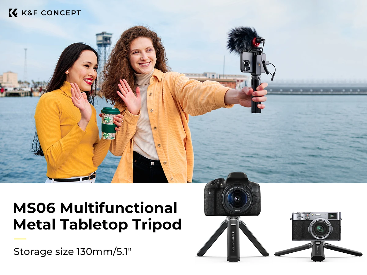 Description Picture 2 of itemK&F Concept New Mini Phone Camera Tripod 1/4" Screw Lightweight Table Stand 44lbs Load Desk Tripod for DSLR Camera Phone Tripode