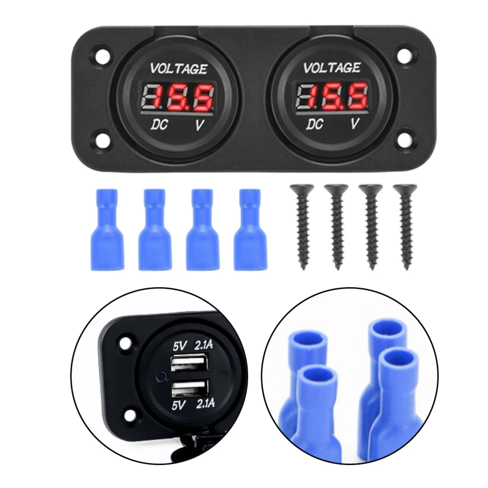 방수 듀얼 USB 차량용 충전기 디지털 볼트미터 LED 디스플레이 보트 해양 전압 및 차량 전기 모니터링용