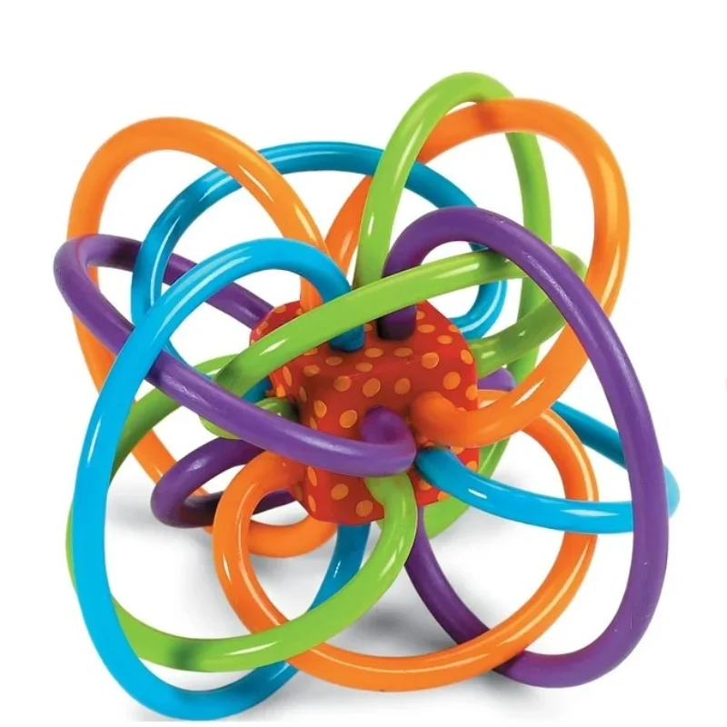 2 in 1 Montessori Toy BPA Free Grabbing Hand Ball Scratch Proof Soft Rubber Teething Toys Early Developmental Toys for Kids Baby teething toys