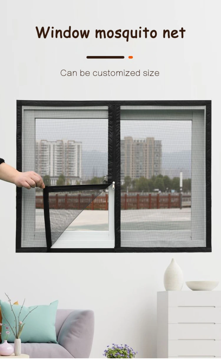 Description Picture 2 of itempgraded zipper mesh window screen anti-mosquito anti-bird anti-cat magic self-adhesive screen mosquito nets for window