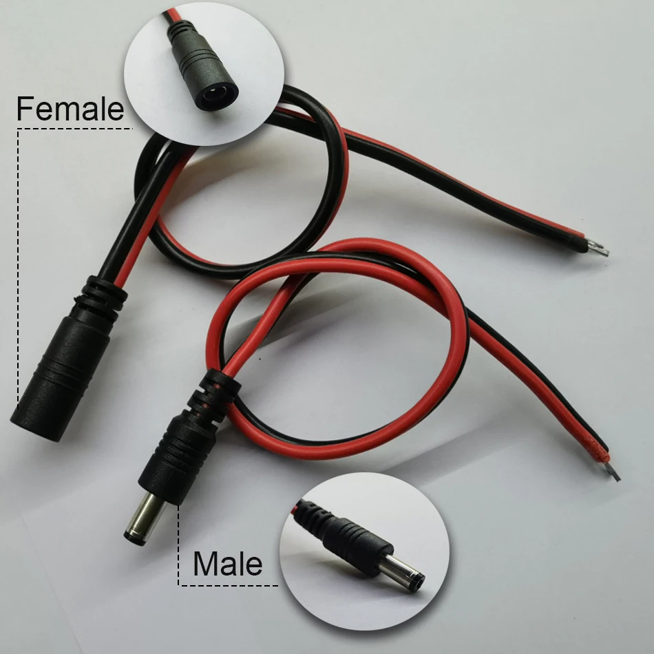 High-Quality 18 AWG Male-Female Power Cable with DC Connector - 30cm, 5A, 2-Pin Adapter Wire
