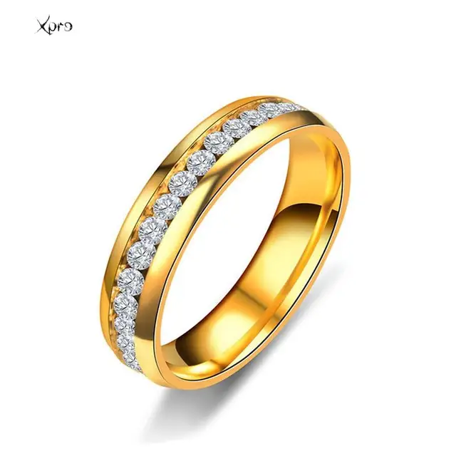 Bague de Couple en acier inoxydable et cristal pour hommes et femmes, bague de fiançailles et de mariage en acier titane, bijoux cadeau d'anniversaire