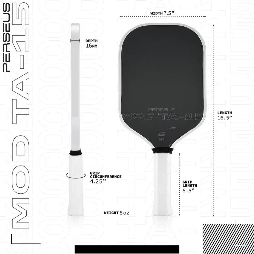 BEN JOHNS PERSEUS MOD TA-15 T700 Carbon Fiber Pickleball Paddle Friction Surface 16mm Polymer Core Enhanced Power&Spin&Control pickleball paddle