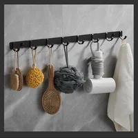 1pc Aluminum Wall Mounted Coat Hook, Wall Hanging Row Hook, Punching/Adhesive Storage Rack Hook  Towel Rack，Coat rack，Organizer 2