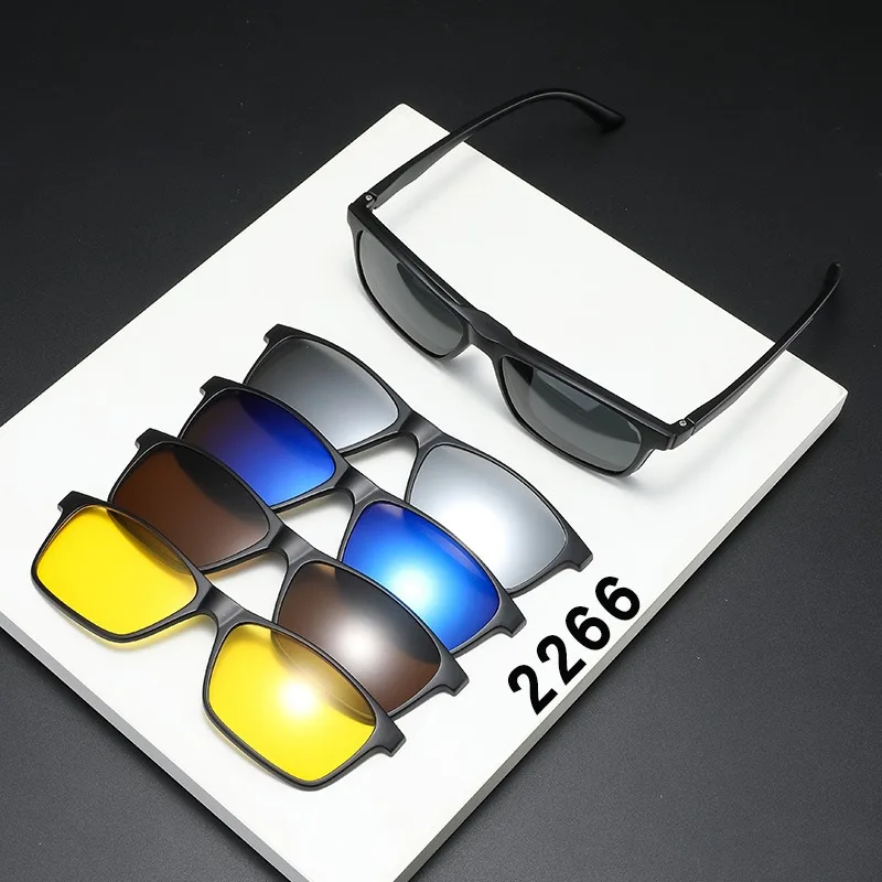 

Eyeglasses Frame Men Women With 5 PCS Clip On Polarized Sunglasses Spectacle Magnetic Glasses Male UV400 Eyeglasses 2266