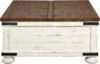 Wystfield Farmhouse Square Storage Coffee Table with Hinged Lift Top, Distressed White 5