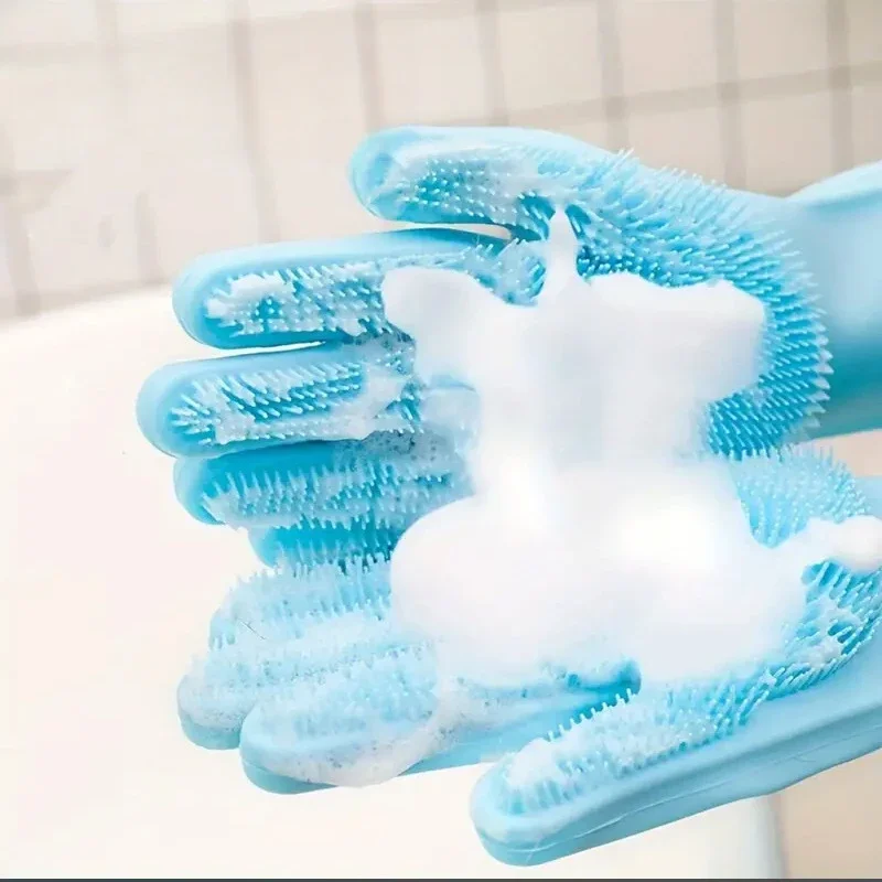 Pet Grooming Cleaning Gloves Dog Cat Bathing Shampoo Glove Scrubber Magic Dishwashing Cleanner Sponge Silicon Hair Removal Glove