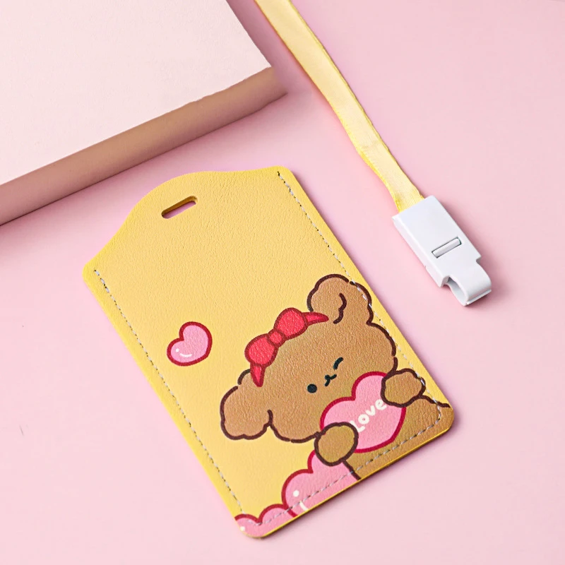 Credit Card ID Badge Holder Cute Cartoon Leather Bus Pass Case Cover Card Case Key Holder Ring Luggage Tag Trinket leather wallet wallet card holder card holder credit card holder credit card wallet card wallet coin purse wallet