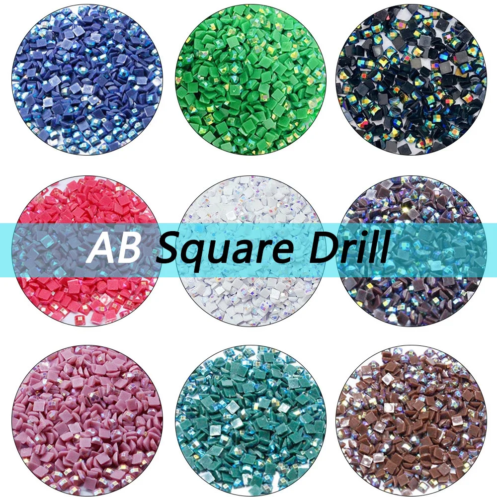Diamond Painting Diamond Painting Accessories Embroidery Rhinestones HUACAN AB Square Drill Embroidery Color Rhinestone Diamond Painting Mosaic Stones Resin Electroplating Gift Making