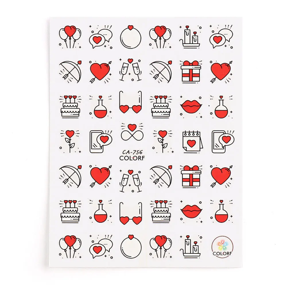 2pcs Valentine's Red Lips Nail Art Stickers Black White Lips Love Gift Nail Gel UV Stickers Cartoon 3D DIY Nail Art Decorations 5