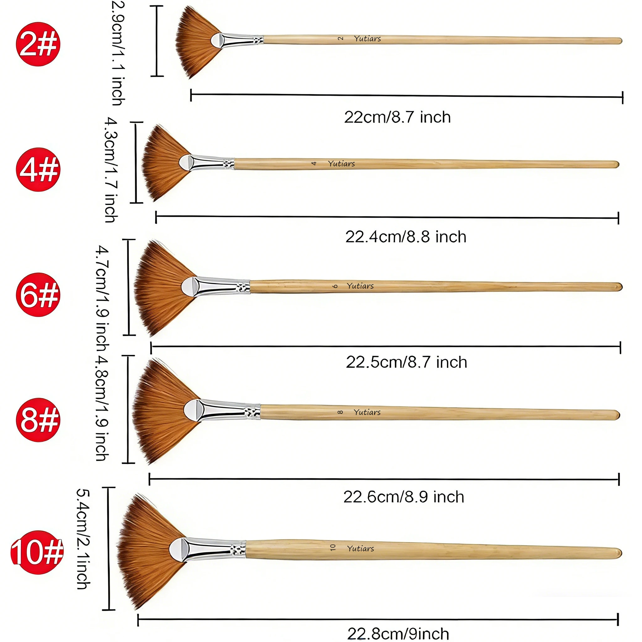 전문가용 페인트 브러쉬 5개 팬 페인트 브러쉬 아티스트용 나일론 브러쉬 아크릴, 수채화 및 유화용