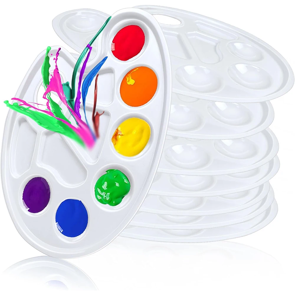 Paint Tray 3/8/10 Pack Oval Paint Tray Palettes Thumb Hole Plastic for DIY Painting